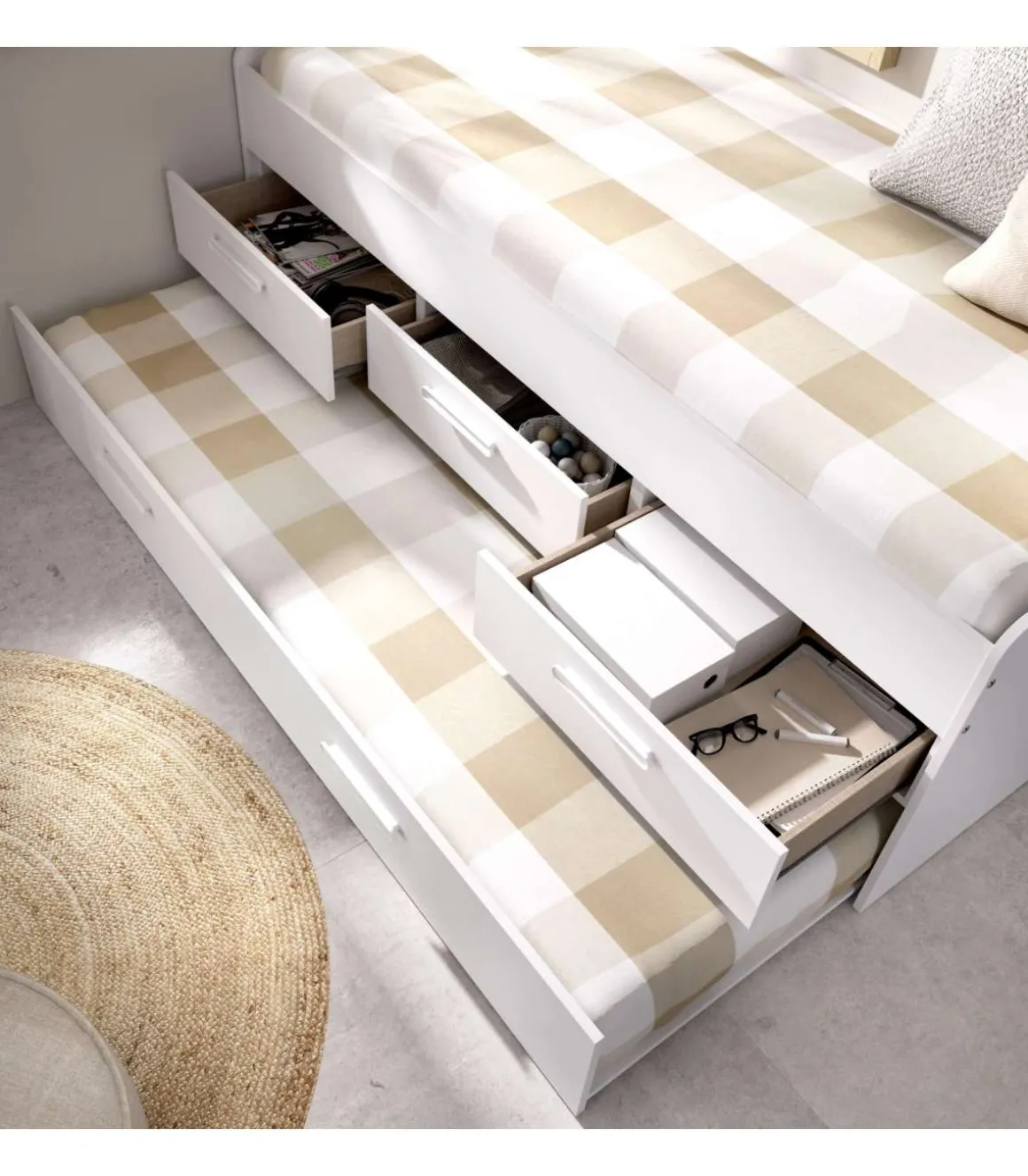 Cama compacta Rala de 90 cm en blanco 67.5 cm(alto)194.3cm(ancho)95 cm(largo)