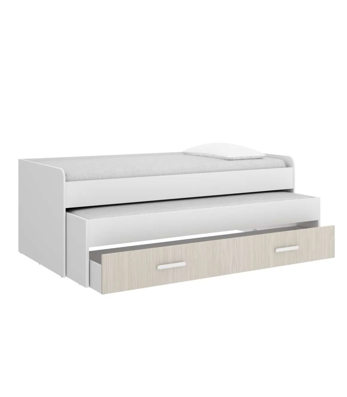 Cama compacta Soria acabado blanco/alistonado, 70cm(alto) 200cm(ancho) 97cm(largo)
