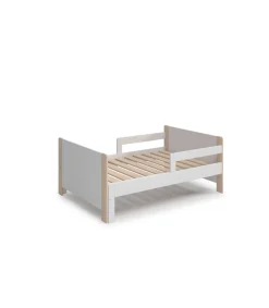 Cama juvenil extensible Amir acabado crema/cera blanca, 60cm(alto) 98.2cm(ancho) 144.2/194.2cm(fondo)