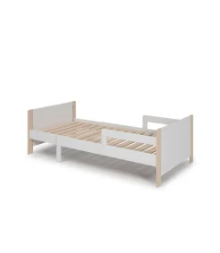 Cama juvenil extensible Amir acabado crema/cera blanca, 60cm(alto) 98.2cm(ancho) 144.2/194.2cm(fondo)