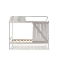 Cama juvenil modelo Aria acabado blanco/tonos grises, 174.8cm(alto) 101.7cm(ancho) 197.6cm(fondo)