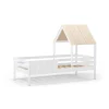 Cama juvenil modelo Nuria sin cajón acabado blanco/cera blanca, 151.8cm(alto) 114.1cm(ancho) 201.2cm(fondo)