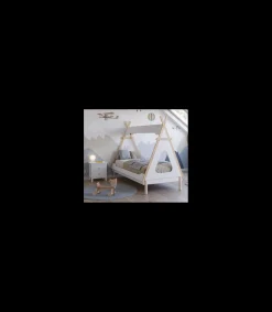 Cama juvenil modelo Tadeo acabado blanco/cera blanca, 165cm(alto) 104cm(ancho) 210cm(fondo)