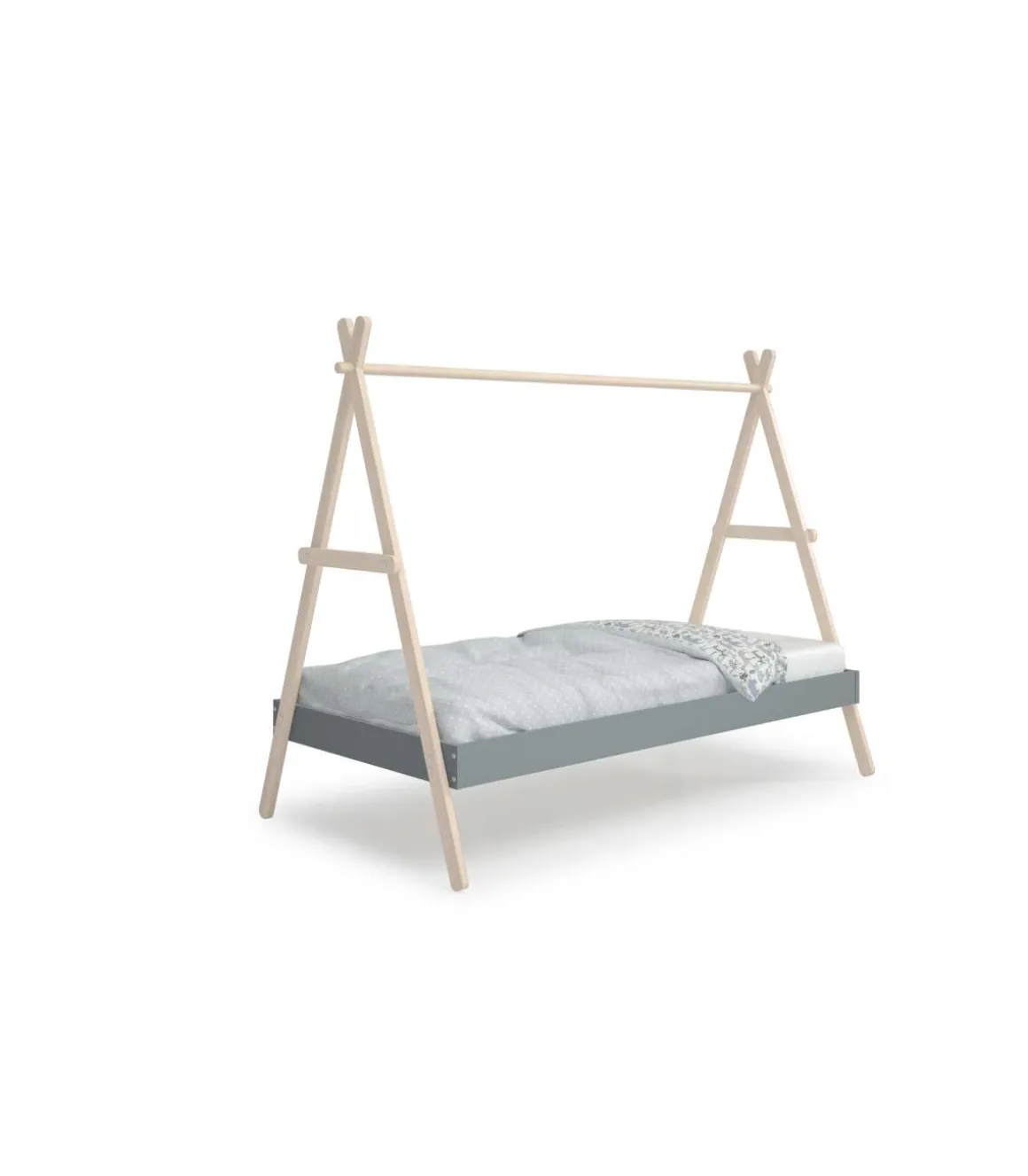 Cama juvenil modelo Teresa acabado cera blanca/verde kaki, 160cm(alto) 104.5cm(ancho) 209.4cm(fondo)
