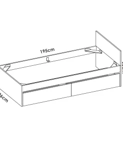Cama juvenil Sam de 90 cm con cajones en natural/blanco, 68cm(alto) 96cm(ancho) 195cm(largo)