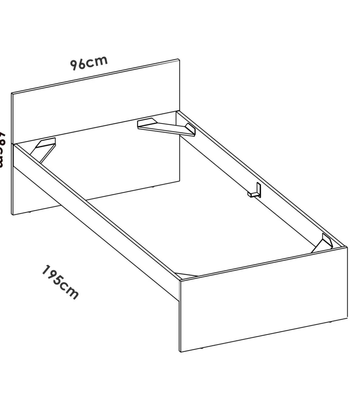 Cama juvenil Sam de 90 cm en blanco, 68cm(alto) 96cm(ancho) 195cm(largo)