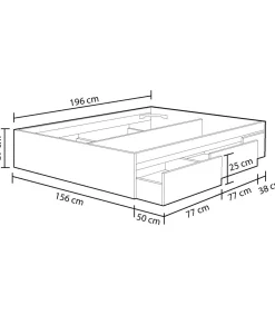 Cama Kendra para colchon de 150x190 con 4 cajones 37 cm(alto)156 cm(ancho)196 cm(largo)