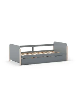 Cama nido juvenil Emma acabado verde kaki/cera blanca, 68cm(alto) 198.5cm(ancho) 105cm(fondo)