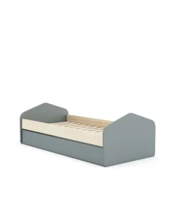 Cama nido juvenil Estela acabado verde kaki/cera blanca, 65cm(alto) 100cm(ancho) 205.4cm(fondo)