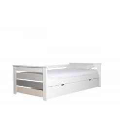 Cama nido modelo Amor para dormitorio juvenil acabado en tonos grises-blanco, 105 cm (Ancho) 198cm (Fondo) 62 cm (Alto