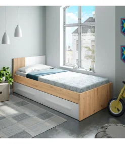 Cama Nuria con dos cajones 90 cm para dormitorio juvenil 77 cm(alto) 92 cm(ancho) 196 cm(largo)