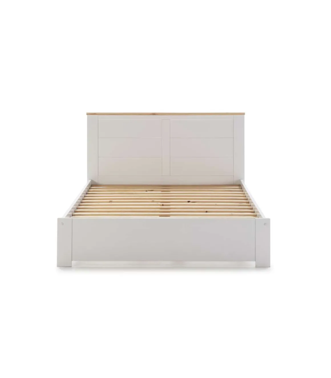 Cama para dormitorio matrimonio Anika acabado blanco. Para colchón 140x190 cm.