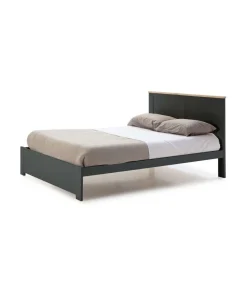 Cama para dormitorio matrimonio Anika acabado gris antracita. Para colchón 140x190 cm.