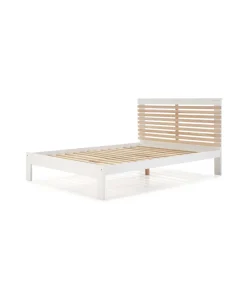 Cama para dormitorio matrimonio Xana acabado blanco. Para colchón 140x190 cm.
