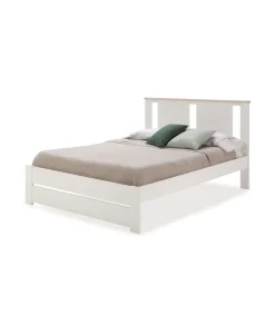 Cama para matrimonio modelo Elara con somier acabado blanco. Para colchón de 140x190 cm