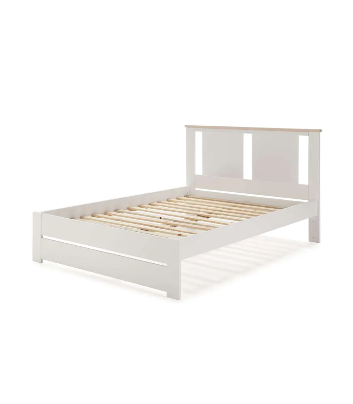 Cama para matrimonio modelo Elara con somier acabado blanco. Para colchón de 140x190 cm