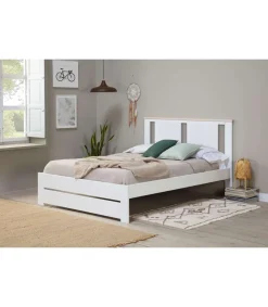 Cama para matrimonio modelo Elara con somier acabado blanco. Para colchón de 140x190 cm