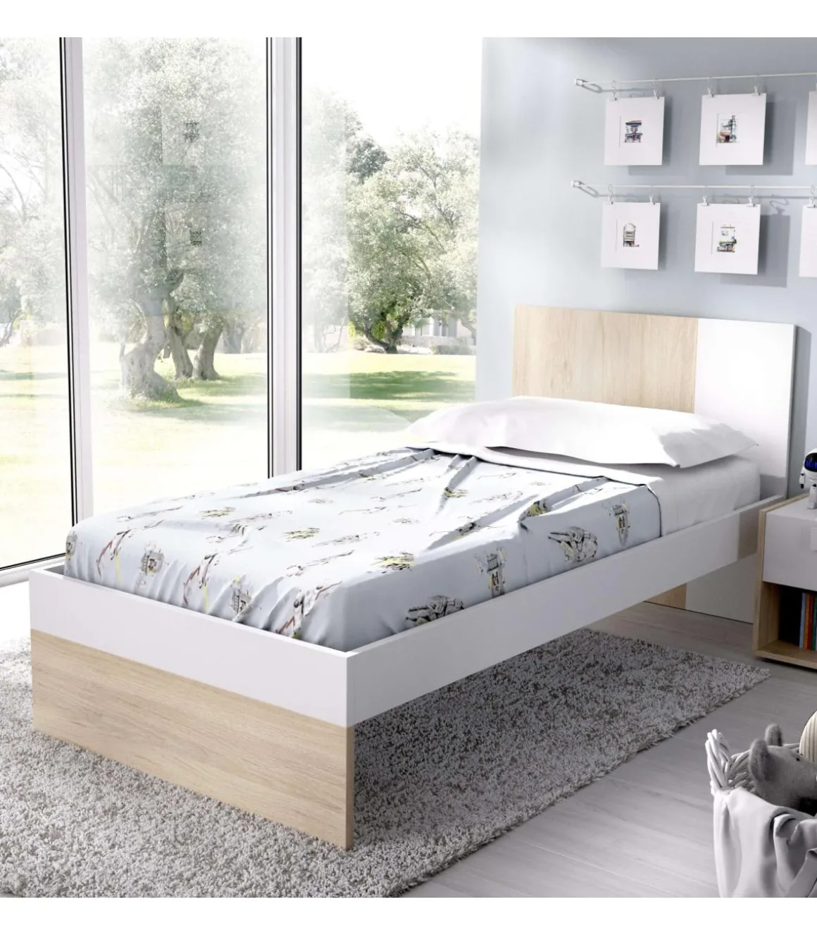 Cama Santisteban 90 cm para dormitorio juvenil 79 cm(alto)97 cm(ancho)196 cm(largo)