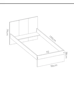 Cama Santisteban 90 cm para dormitorio juvenil 79 cm(alto)97 cm(ancho)196 cm(largo)