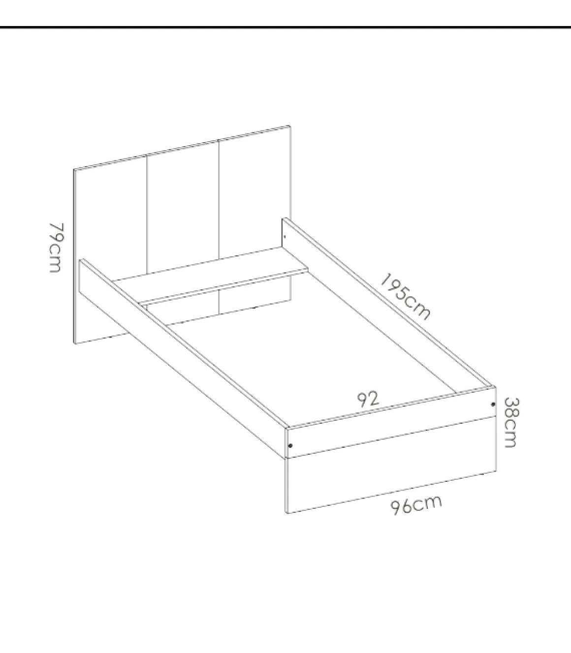 Cama Santisteban 90 cm para dormitorio juvenil 79 cm(alto)97 cm(ancho)196 cm(largo)