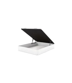 Canape abatible Line de Sonpura madera acabado blanco tapa tapizada de 90x190cm..