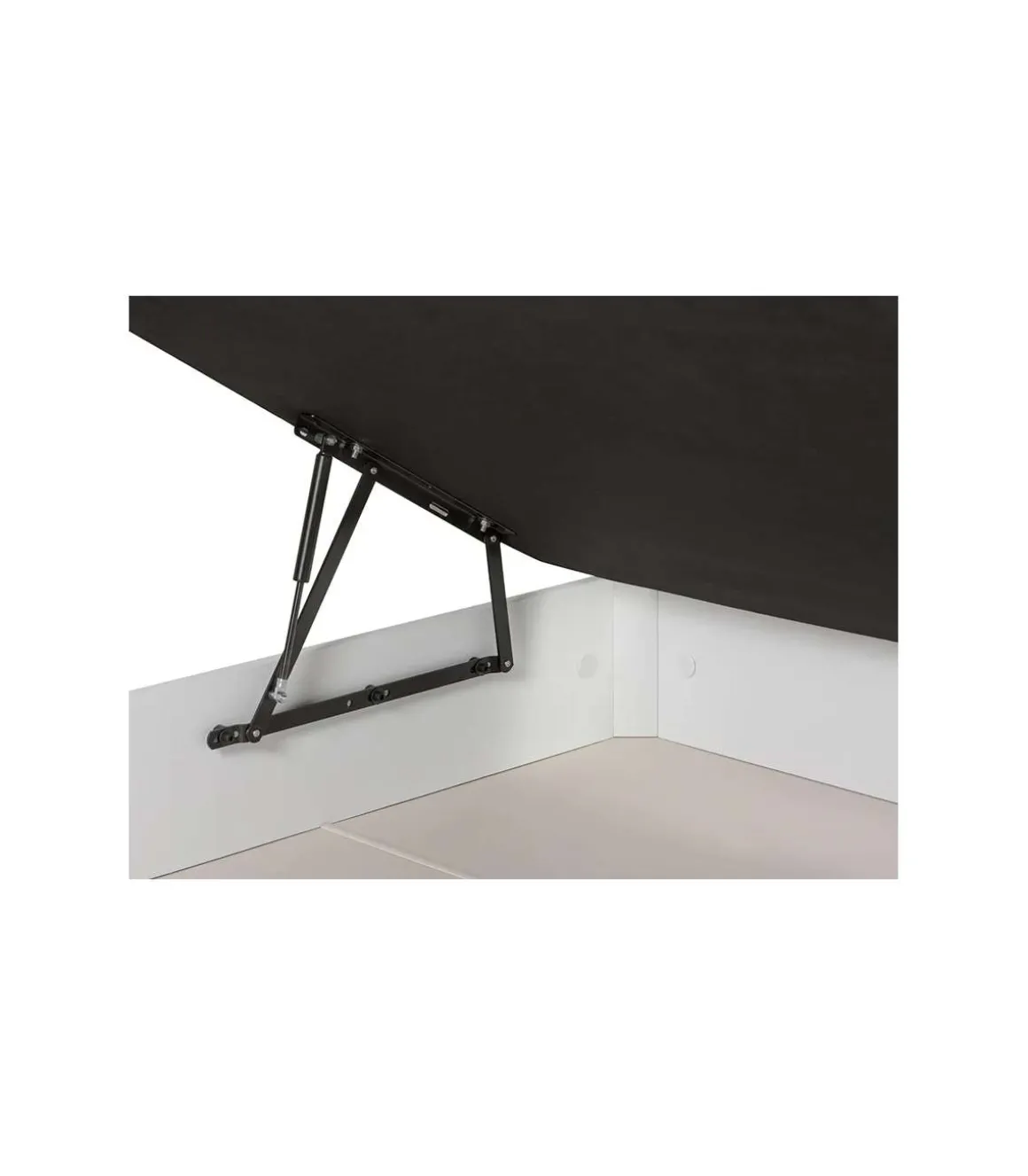 Canape abatible Line de Sonpura madera acabado blanco tapa tapizada de 90x200cm.