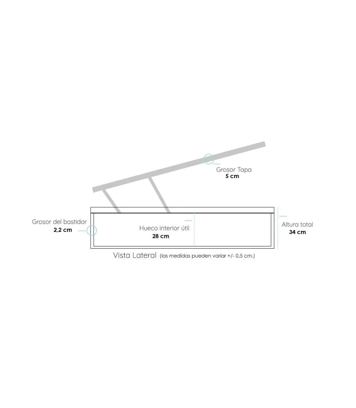 Canape abatible Line de Sonpura madera acabado blanco tapa tapizada de 160x190cm..