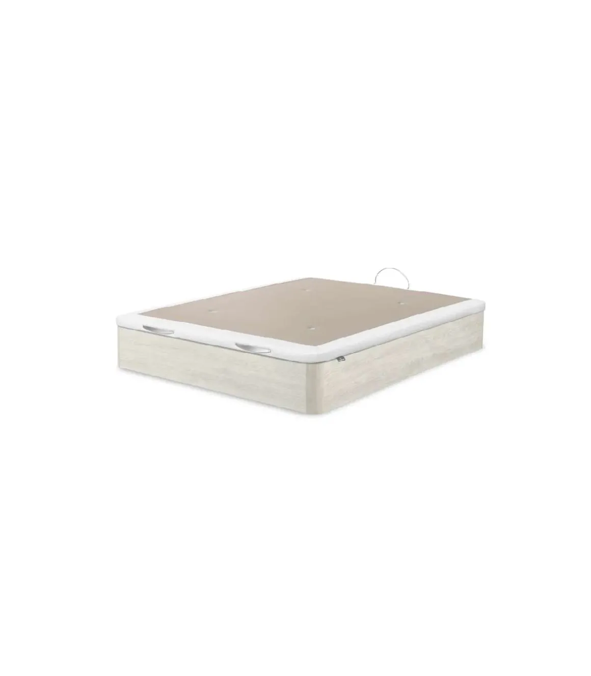Canape abatible Line de Sonpura madera acabado blanco artico tapa tapizada de 80x190cm.