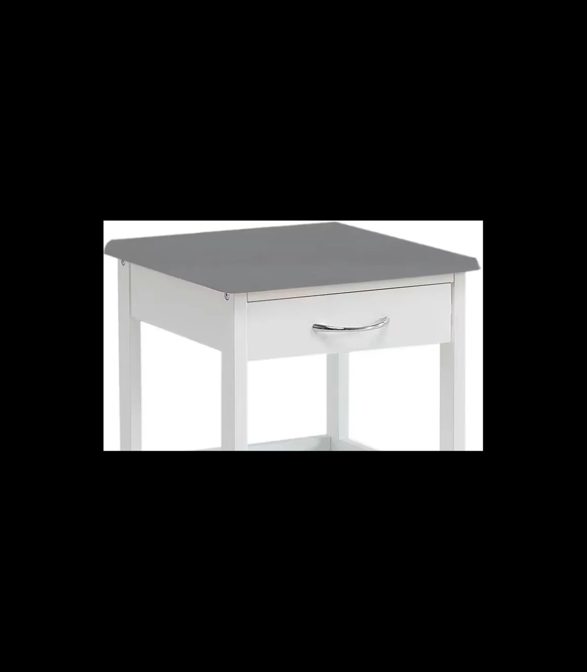 Carro cocina 1 puerta y 1 cajón acabado color blanco/gris, 76 cm(alto)67 cm(ancho)37 cm(largo)