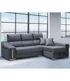 Chaiselongue Malaha en tela antimanchas negra. 265 CM (ANCHO) x 145 CM (Fondo) x 102 CM (ALTO)