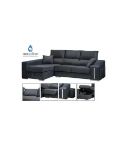 Chaiselongue Malaha en tela antimanchas negra. 265 CM (ANCHO) x 145 CM (Fondo) x 102 CM (ALTO)