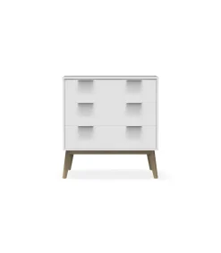 Cómoda 3 cajones Campos acabado blanco/blanco cera, 83cm(alto) 80cm(ancho) 40cm(largo)