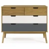Cómoda 4 cajones Cupido acabado madera de pino, 100 x 40 x 82 (largo x ancho x alto)
