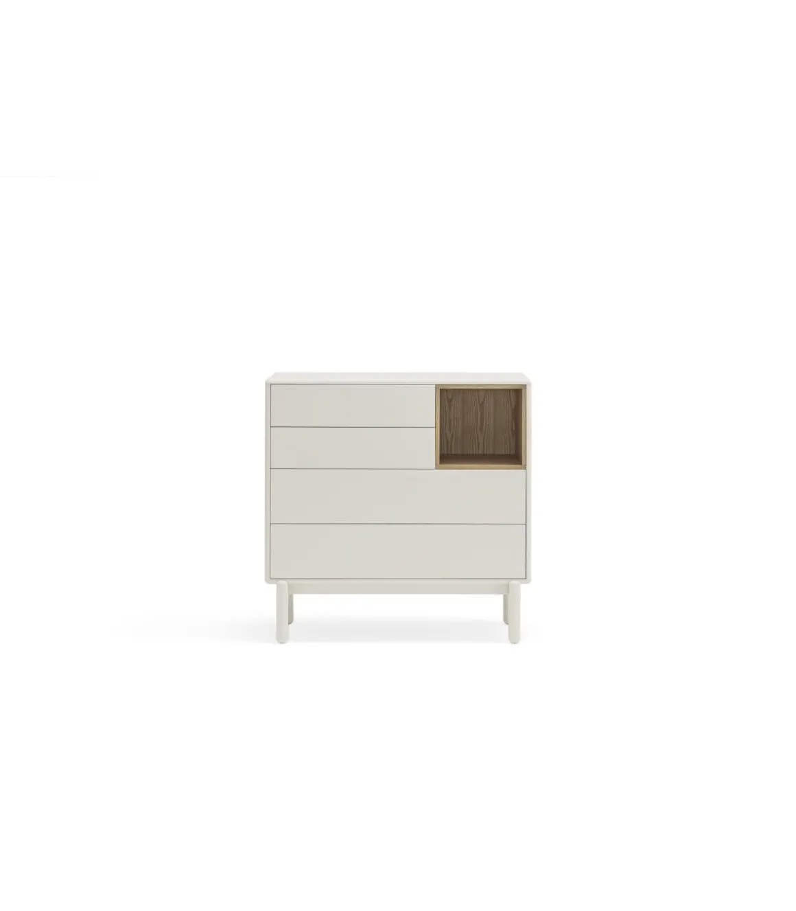 Cómoda para dormitorio modelo Corvo 1 hueco 4 cajones acabado crema, 40cm(ancho) 90cm(alto) 90cm (largo)