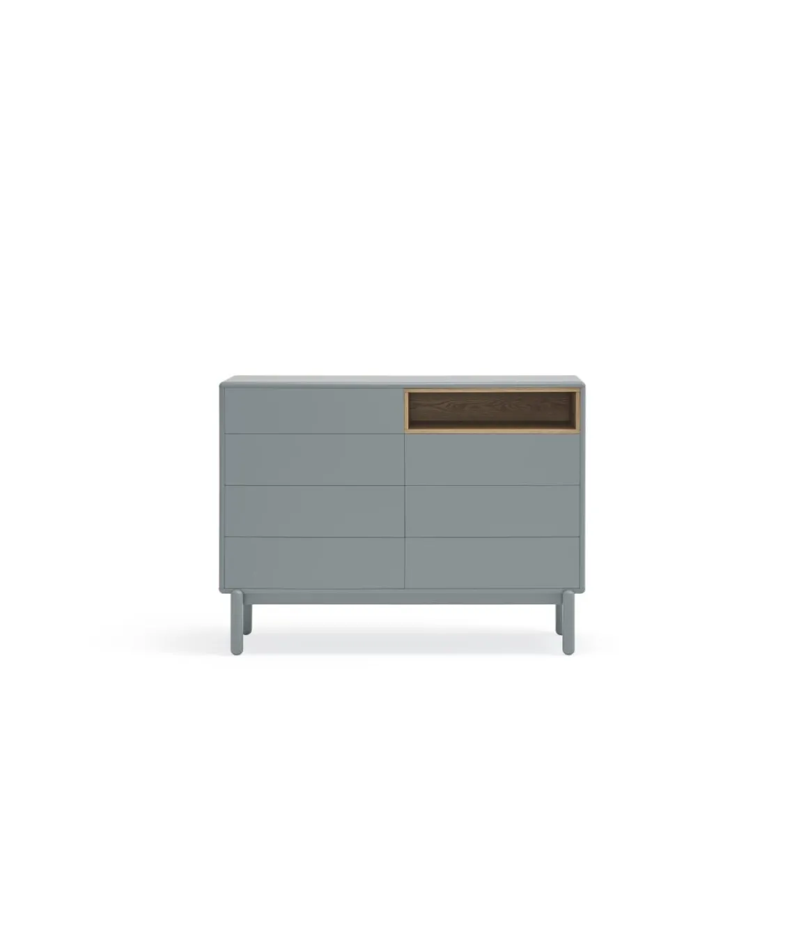 Cómoda para dormitorio modelo Corvo 1 hueco 7 cajones acabado gris perla, 40cm(ancho) 90cm(alto) 120cm (largo)