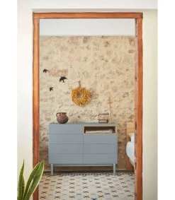 Cómoda para dormitorio modelo Corvo 1 hueco 7 cajones acabado gris perla, 40cm(ancho) 90cm(alto) 120cm (largo)