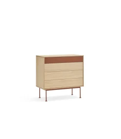 Cómoda para dormitorio modelo Yoko 4 cajones acabado roble/teja, 45cm(ancho) 86cm(alto) 90cm (largo)