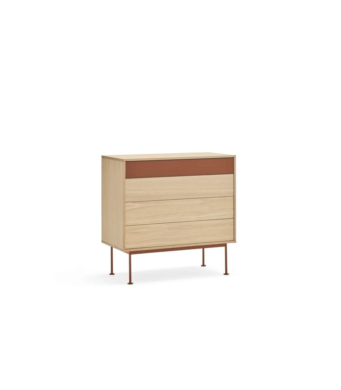 Cómoda para dormitorio modelo Yoko 4 cajones acabado roble/teja, 45cm(ancho) 86cm(alto) 90cm (largo)