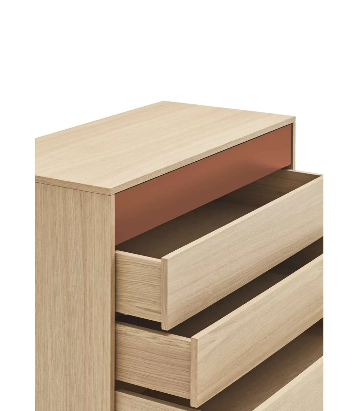 Cómoda para dormitorio modelo Yoko 4 cajones acabado roble/teja, 45cm(ancho) 86cm(alto) 90cm (largo)