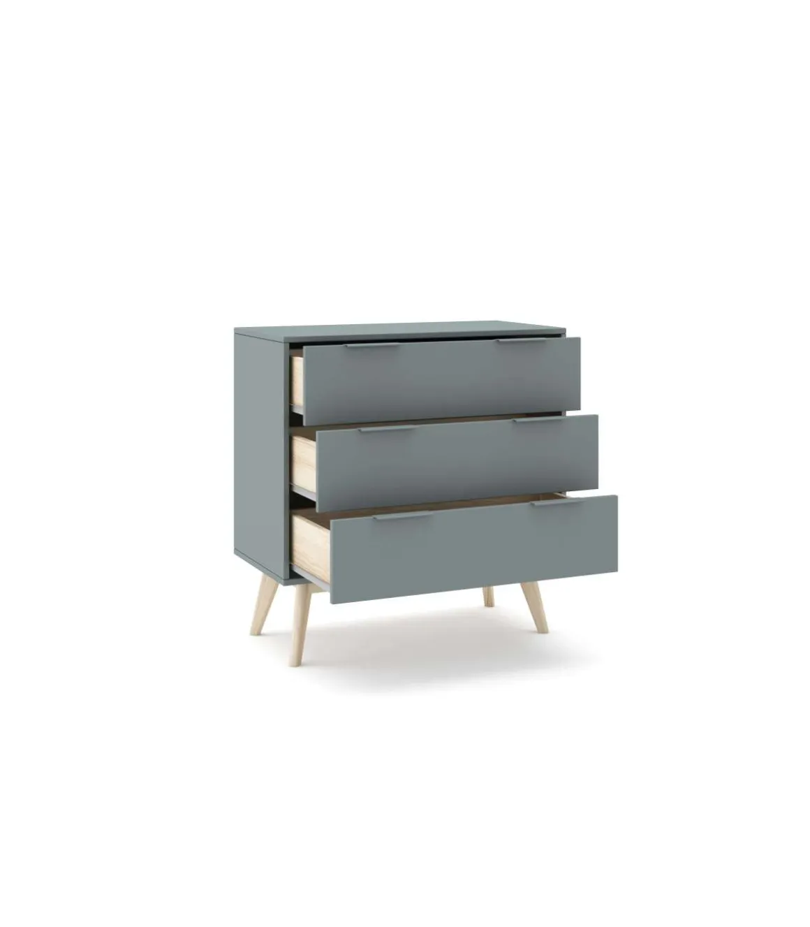 Cómoda para dormitorio modelo Nicolás 3 cajones acabado verde kaki/cera blanca, 80cm(ancho) 83cm(alto) 40cm (fondo).