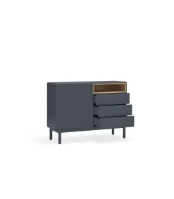 Cómoda para dormitorio modelo Corvo 1 hueco 7 cajones acabado gris antracita, 40cm(ancho) 90cm(alto) 120cm (largo)
