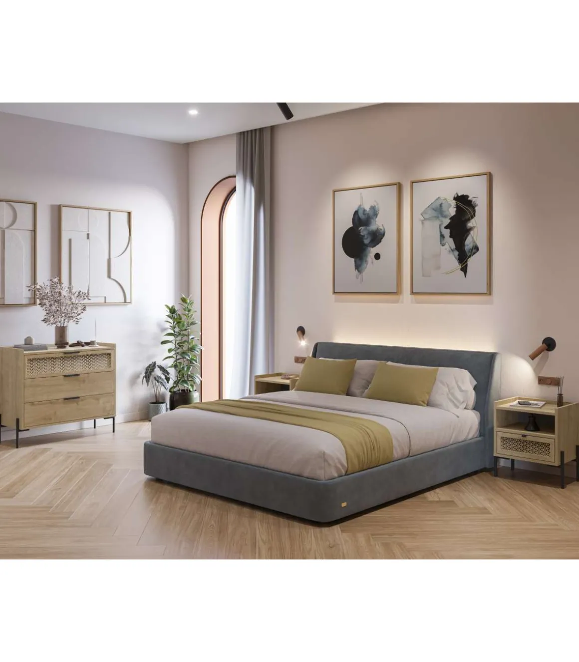 Cómoda para dormitorio modelo India 3 cajones acabado roble/negro, 90cm(ancho) 80cm(alto) 40cm(fondo).