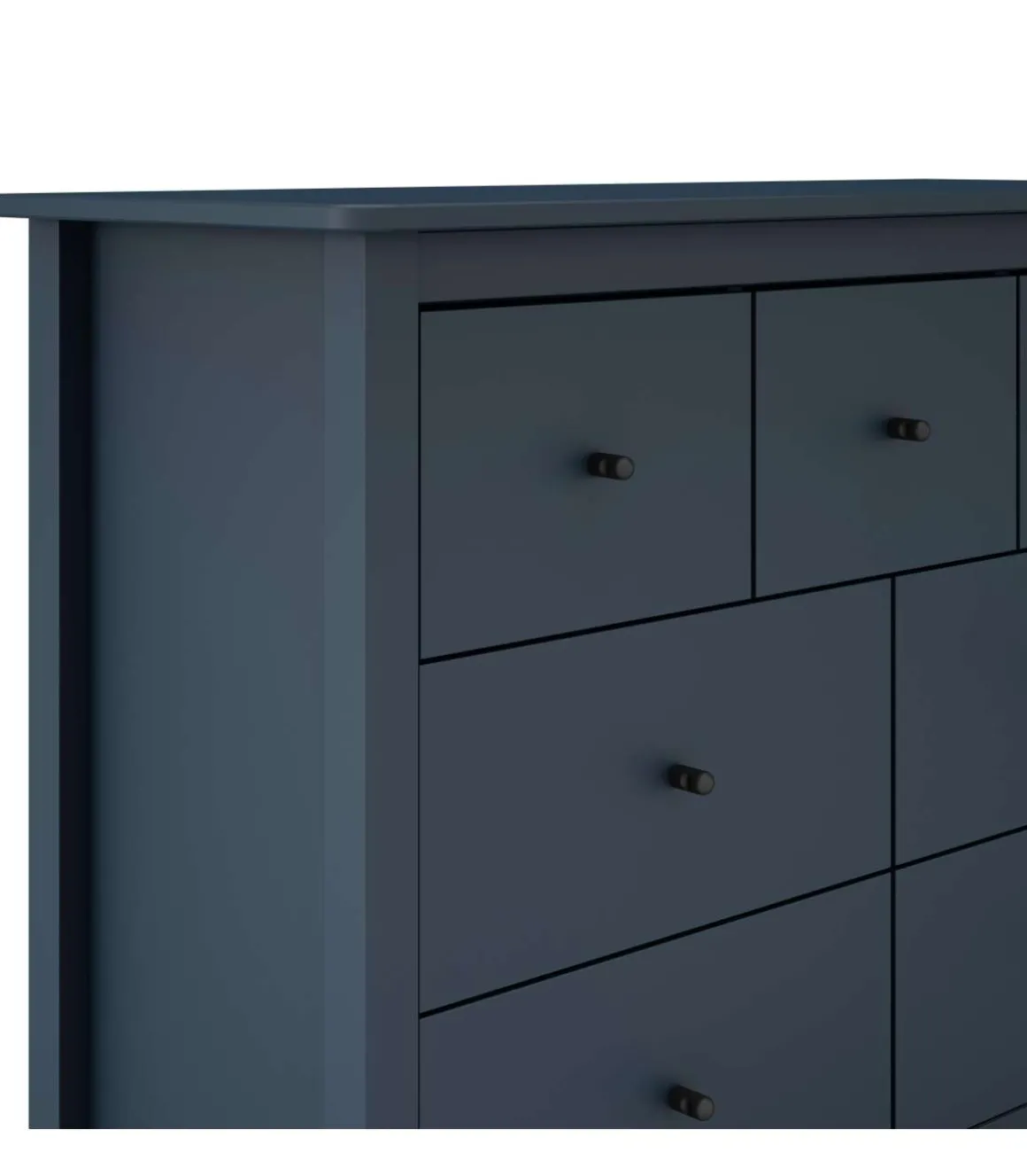 Cómoda para dormitorio modelo Miguel 4+ 3 cajones acabado azul, 110cm(ancho) 80cm(alto) 40cm(fondo).