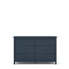 Cómoda para dormitorio modelo Miguel 6 cajones acabado azul, 130cm(ancho) 80cm(alto) 45cm(fondo).