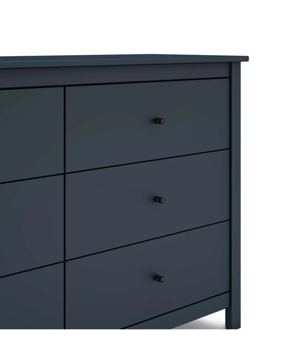 Cómoda para dormitorio modelo Miguel 6 cajones acabado azul, 130cm(ancho) 80cm(alto) 45cm(fondo).
