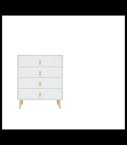 Cómoda Tiano con 4 cajones en blanco. 94cm(alto) 80cm(ancho) 39.5cm(fondo)