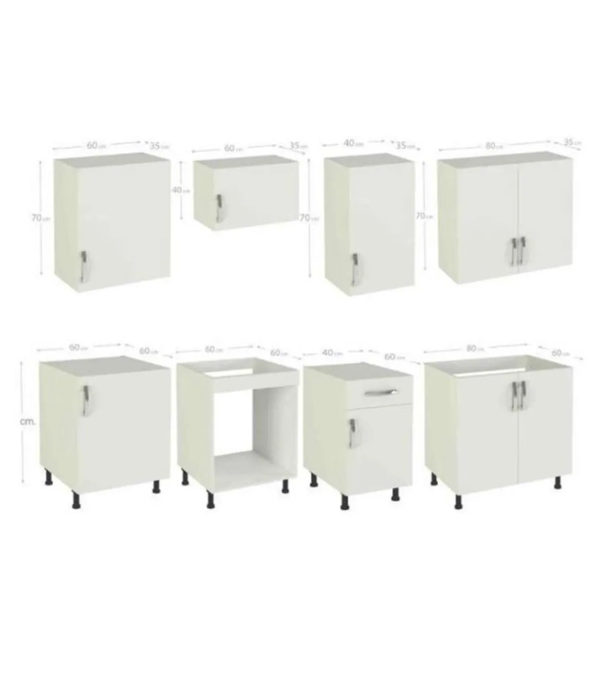 Cocina completa con encimera y con zocalo 240 cm(ancho) color roble-blanco KIT-KIT