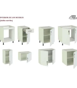 Cocina completa con encimera y con zocalo 240 cm(ancho) color roble-blanco KIT-KIT