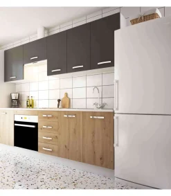 Cocina completa con zocalo y con encimera 240 cm(ancho) color roble albar/gris parís KIT-KIT