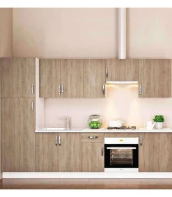 Cocina completa con zocalo y encimera 3 metros(ancho) color roble cortez, KIT-KIT
